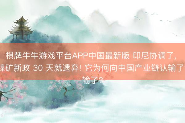 棋牌牛牛游戏平台APP中国最新版 印尼协调了， 镍矿新政 30 天就遗弃! 它为何向中国产业链认输了?