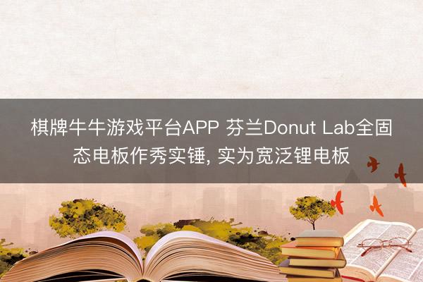 棋牌牛牛游戏平台APP 芬兰Donut Lab全固态电板作秀实锤， 实为宽泛锂电板
