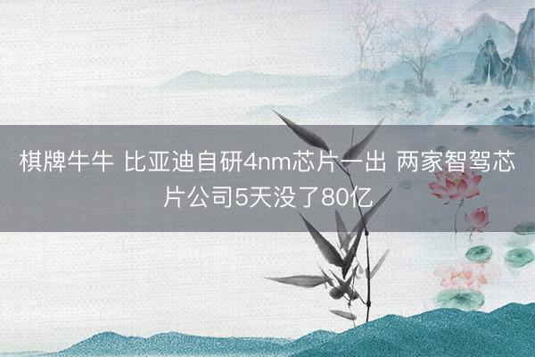 棋牌牛牛 比亚迪自研4nm芯片一出 两家智驾芯片公司5天没了80亿