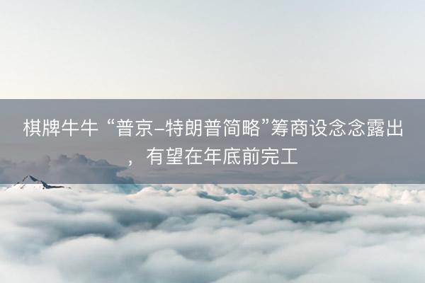 棋牌牛牛 “普京-特朗普简略”筹商设念念露出，有望在年底前完工