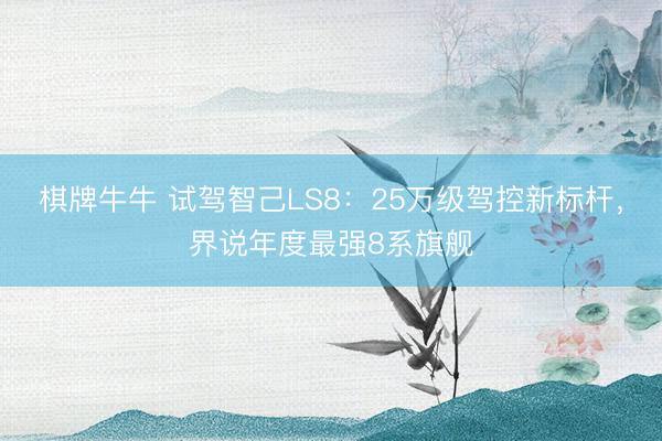 棋牌牛牛 试驾智己LS8：25万级驾控新标杆，界说年度最强8系旗舰